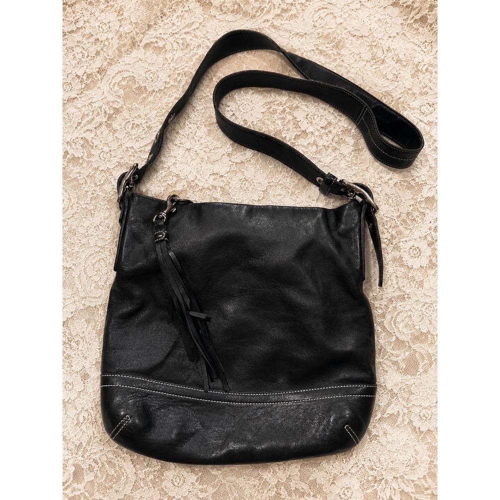 Y2K VTG Coach Ergo Black Legacy Leather Hobo Shoulder Bag 1415 Boho 2000s